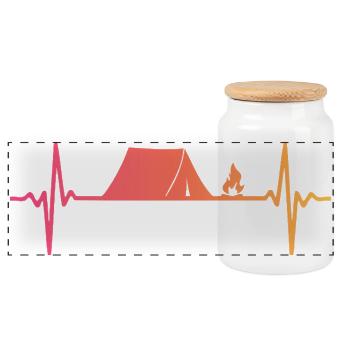 Camping Tent Sunset Heartbeat Tent - Panoramic Cookie Jar with Wooden Lid - white - Front