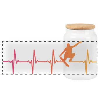 Skater Skater Sunset Heartbeat Skateboard - Panorama Keksdose mit Holzdeckel - Weiß - Vorne