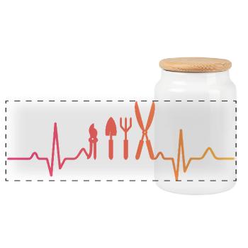 Sunset Heartbeat Gardener Planter - Panoramic Cookie Jar with Wooden Lid - white - Front