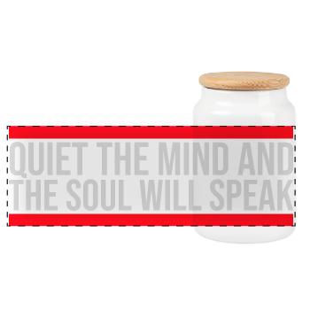 Quiet The Mind And The Soul Will Speak Ruhe Spruch - Panoramic Cookie Jar with Wooden Lid - white - Front