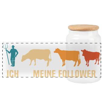 Ich Meine Follower Kühe Kuh - Panorama Keksdose mit Holzdeckel - Weiß - Vorne
