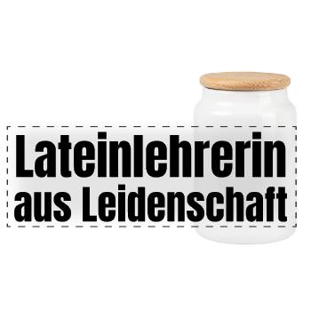 Lateinlehrerin aus Leidenschaft Latein Geschenk - Panorama Keksdose mit Holzdeckel - Weiß - Vorne
