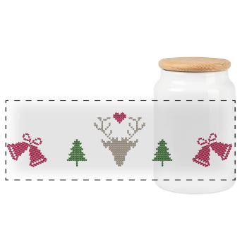 Fun little gifts for Christmas - Panoramic Cookie Jar with Wooden Lid - white - Front