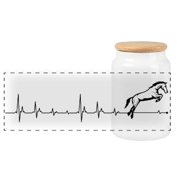 Cheval battant de cœur - Boîte à biscuits avec couvercle en bois - blanc - Devant