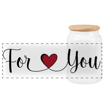 For you - Panoramic Cookie Jar with Wooden Lid - white - Front