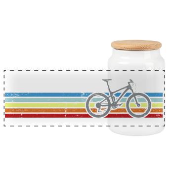 Rainbow Stripes Fahrrad - Panorama Keksdose mit Holzdeckel - Weiß - Vorne
