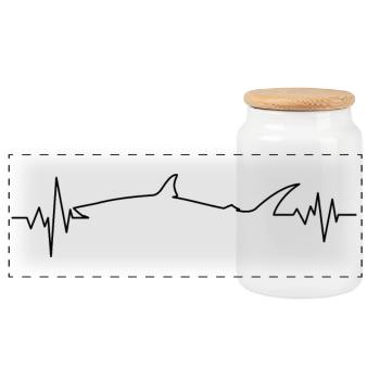 Battement de cœur requin - Boîte à biscuits avec couvercle en bois - blanc - Devant