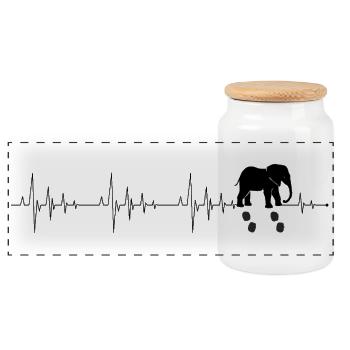 Battement de cœur éléphant - Boîte à biscuits avec couvercle en bois - blanc - Devant