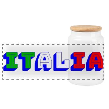 ITALIE - Boîte à biscuits avec couvercle en bois - blanc - Devant