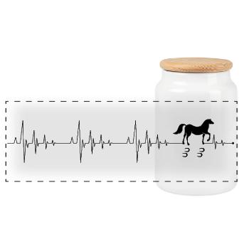 Battement de cœur cheval - Boîte à biscuits avec couvercle en bois - blanc - Devant