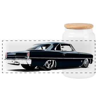 Chevy II Nova Super Sport Back - Panoramic Cookie Jar with Wooden Lid - white - Front