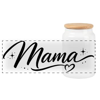 Mama Drehbuch Herz Sterne | Chic Mom Geschenk - Panorama Keksdose mit Holzdeckel - Weiß - Vorne