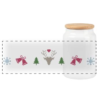 small gifts for Christmas - Panoramic Cookie Jar with Wooden Lid - white - Front
