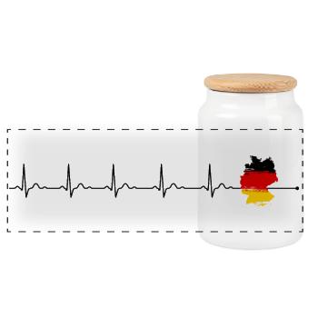 Heartbeat germany flag - Panoramic Cookie Jar with Wooden Lid - white - Front