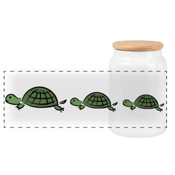 Tortues - Boîte à biscuits avec couvercle en bois - blanc - Devant