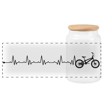 Heartbeat vélo bmx - Boîte à biscuits avec couvercle en bois - blanc - Devant