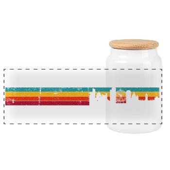 Sunset Skyline Stripes - Panoramic Cookie Jar with Wooden Lid - white - Front