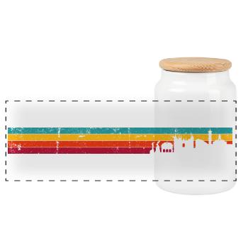 Rétro Skyline Sunset Stripes - Boîte à biscuits avec couvercle en bois - blanc - Devant