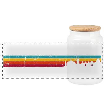 Silhouette rétro Skyline Sunset - Boîte à biscuits avec couvercle en bois - blanc - Devant