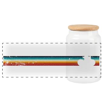 Retro Rainbow Stripes Bicycle - Panoramic Cookie Jar with Wooden Lid - white - Front