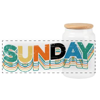 Sunday - Panoramic Cookie Jar with Wooden Lid - white - Front