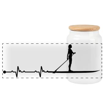 Heartbeat Paddle - Panoramic Cookie Jar with Wooden Lid - white - Front