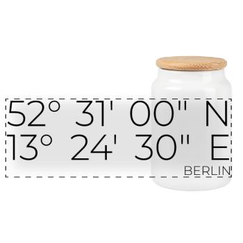 Coordinates Berlin - Panoramic Cookie Jar with Wooden Lid - white - Front