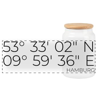 coordinates Hamburg - Panoramic Cookie Jar with Wooden Lid - white - Front