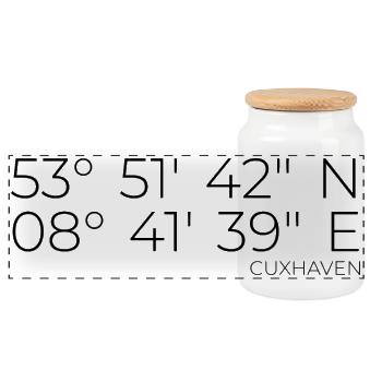 coordinates Cuxhaven - Panoramic Cookie Jar with Wooden Lid - white - Front