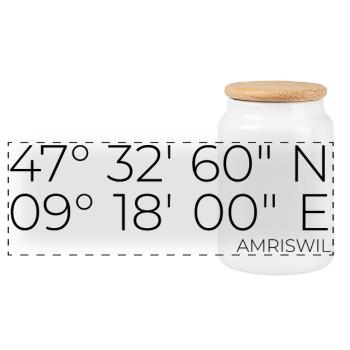 Coordinates Amriswil, Switzerland - Panoramic Cookie Jar with Wooden Lid - white - Front