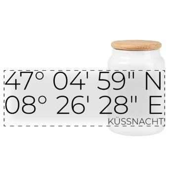 Coordinates Küssnacht Schwyz - Panoramic Cookie Jar with Wooden Lid - white - Front