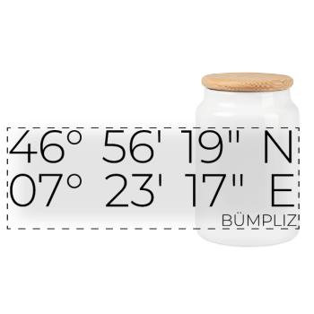 Coordinates: Bümpliz, Bern, Switzerland - Panoramic Cookie Jar with Wooden Lid - white - Front