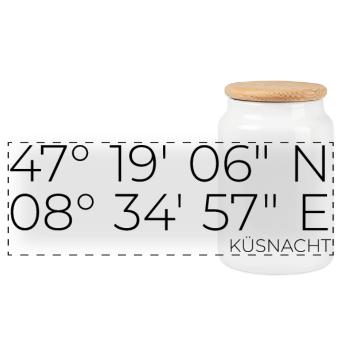 coordinates Küsnacht Zurich - Panoramic Cookie Jar with Wooden Lid - white - Front