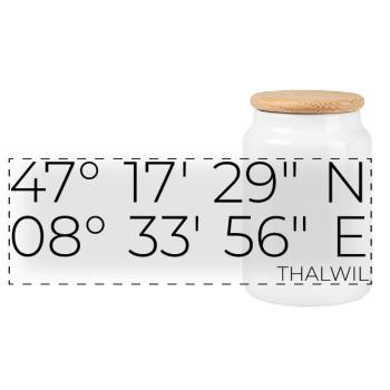 Coordinates Thalwil Zurich - Panoramic Cookie Jar with Wooden Lid - white - Front
