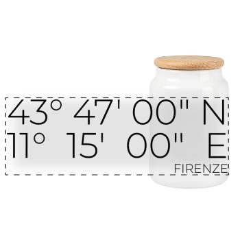 Coordonnées : Firenze, Florence, Italie - Boîte à biscuits avec couvercle en bois - blanc - Devant