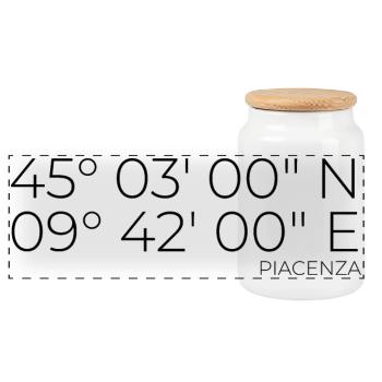 Coordinates: Piacenza, Italy - Panoramic Cookie Jar with Wooden Lid - white - Front