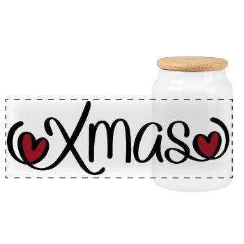 Christmas - Panoramic Cookie Jar with Wooden Lid - white - Front