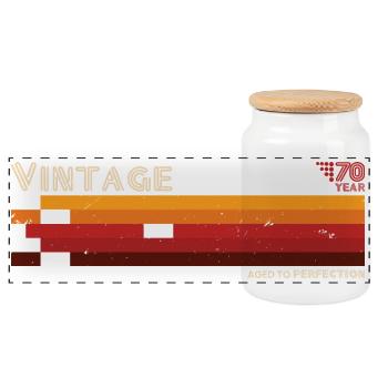 Vintage Rayures Années 70 Rétro - Boîte à biscuits avec couvercle en bois - blanc - Devant