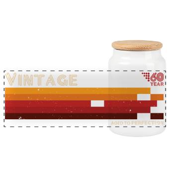 Vintage Sunset Stripes Retro - Panoramic Cookie Jar with Wooden Lid - white - Front
