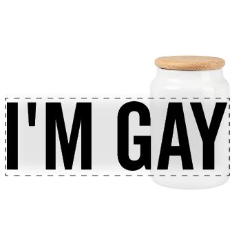 I’m Gay - Panoramic Cookie Jar with Wooden Lid - white - Front