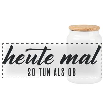 Pretend today – typography - Panoramic Cookie Jar with Wooden Lid - white - Front