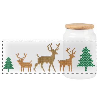 Weihnachten - Panorama Keksdose mit Holzdeckel - Weiß - Vorne