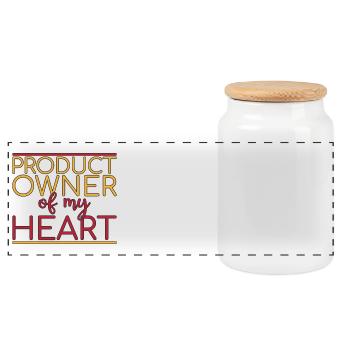 Product Owner of my Heart - Panorama Keksdose mit Holzdeckel - Weiß - Vorne