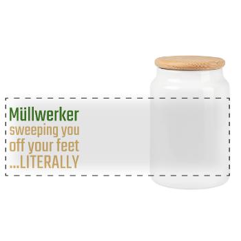 Müllwerker Valentinstag Sweeping you - Panorama Keksdose mit Holzdeckel - Weiß - Vorne