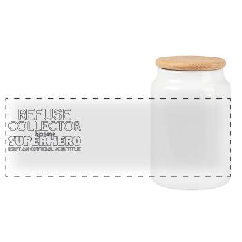 Refuse collector Superhero - Panoramic Cookie Jar with Wooden Lid - white - Front
