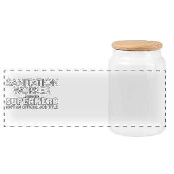 Sanitation worker Superhero - Panoramic Cookie Jar with Wooden Lid - white - Front