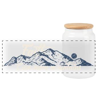Faith can move mountains - Panoramic Cookie Jar with Wooden Lid - white - Front