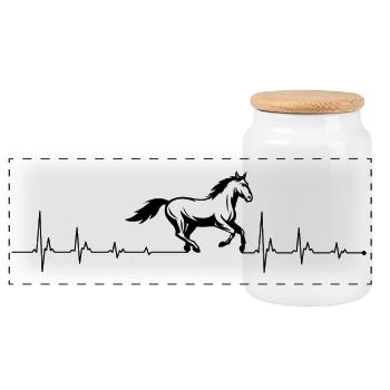 Cheval battant de cœur - Boîte à biscuits avec couvercle en bois - blanc - Devant