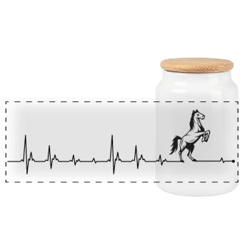 Cheval battant de cœur - Boîte à biscuits avec couvercle en bois - blanc - Devant