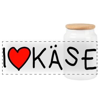 Cheese Cheese Lovers Food - Panoramic Cookie Jar with Wooden Lid - white - Front